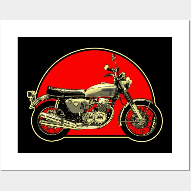 1969 Honda CB750 Retro Red Circle Motorcycle Wall Art by Skye Bahringer